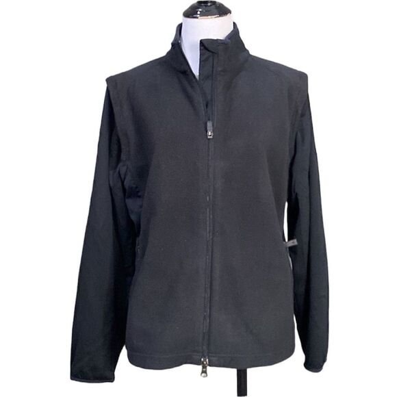 Adidas black Fleece Zip Up Jacket With Removable Sleeves - Picture 1 of 14